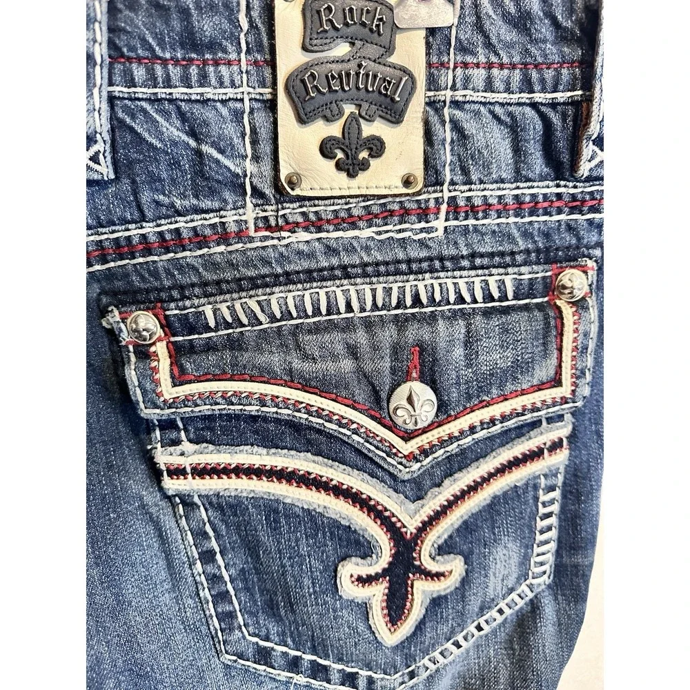 Rock Revival‎ Men's Romell Straight Jeans Size 40x33.5 38 Blue Denim Pants